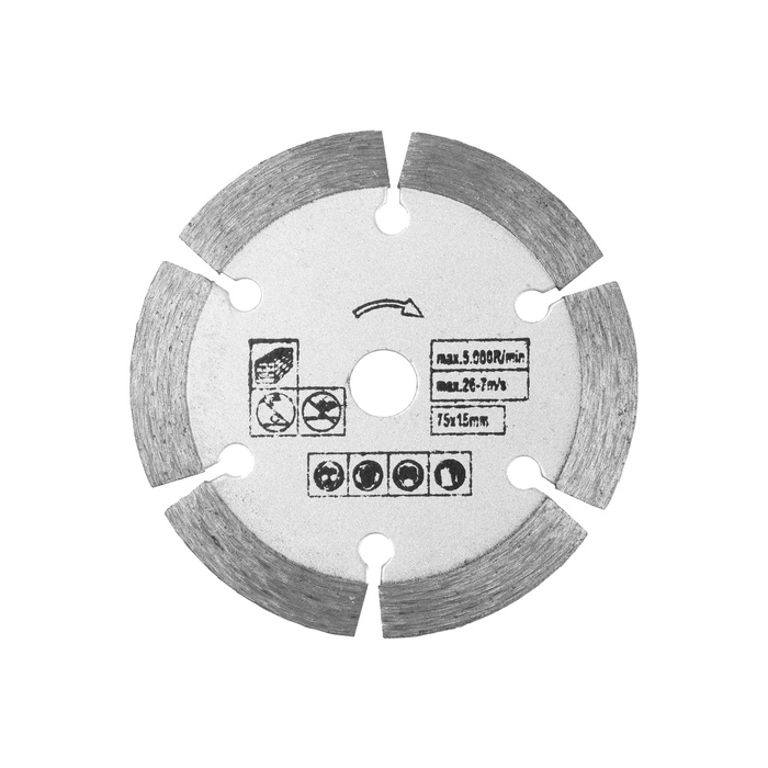Диск алмазный ТУНДРА, сегментный, сухой рез, 75 х 10 мм