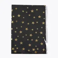 Бумага упаковочная тишью, новогодняя упаковка "Звезды на черном",50 х 66 см.