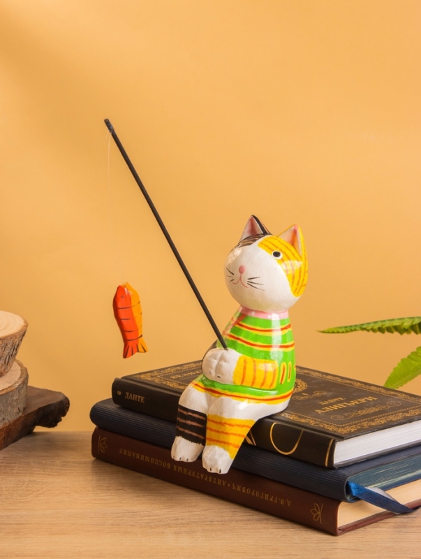 Сувенир &laquo;Кот рыбак в рубашке&raquo;, 6&times;8&times;16 см, дерево