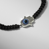 Браслет-оберег &laquo;Детский на нити&raquo; глазик в плетении, цвет синий в чернёном серебре, d=4 см
