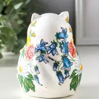 Копилка "Кот с букетом" 13,5х11х13,5 см