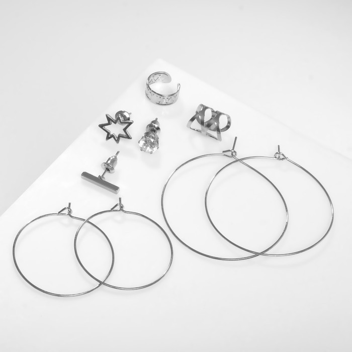 Серьги &laquo;Каффы&raquo; имидж, цвет серебро, набор