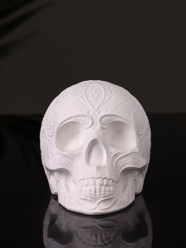 Фигура "Череп с орнаментом" 6х5х5 см, натуральный