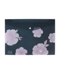 Папка-конверт на кнопке формат А4 180мкр блестящая МИКС Цветы  (штрихкод на штуке)