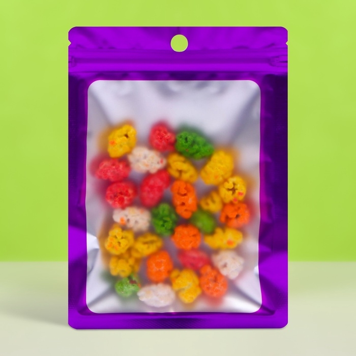 Пакет Зип-лок с окном, с еврослотом, фиолетовый, 10 х 14 см набор 20шт     10664563