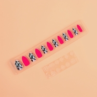 Накладные ногти &laquo;Лео&raquo;, 12 шт, с клеевыми пластинами, форма миндаль, чёрные, розовые