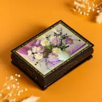 Шкатулка &laquo;Цветы в кувшине&raquo;, 10&times;14 см, лаковая миниатюра