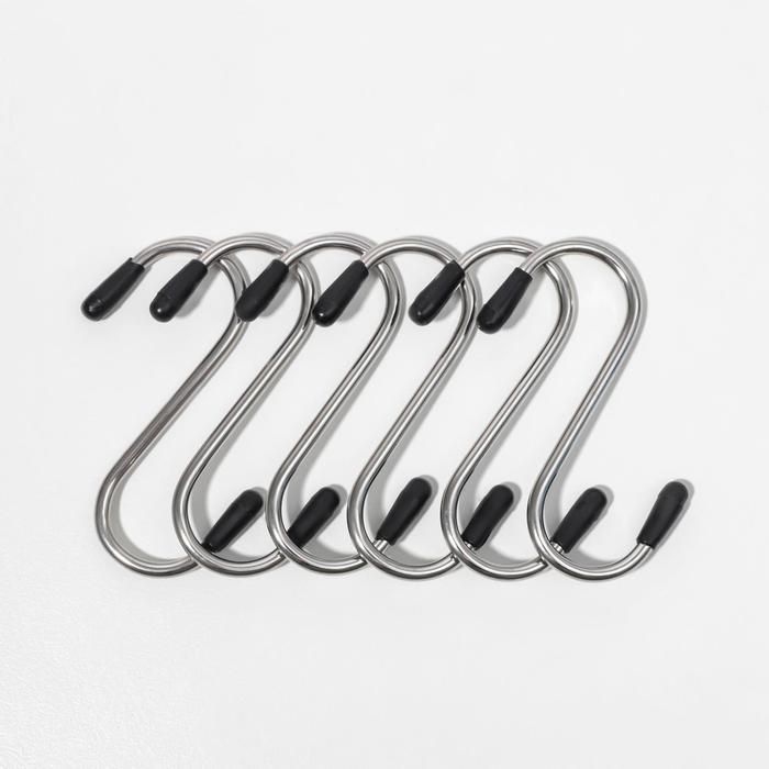 Набор крючков для рейлинга Доляна, d=1,5 см, 6 см, 6 шт, цвет хром Набор крючков для рейлинга Доляна, d=1,5 см, 6 см, 6 шт, цвет хром