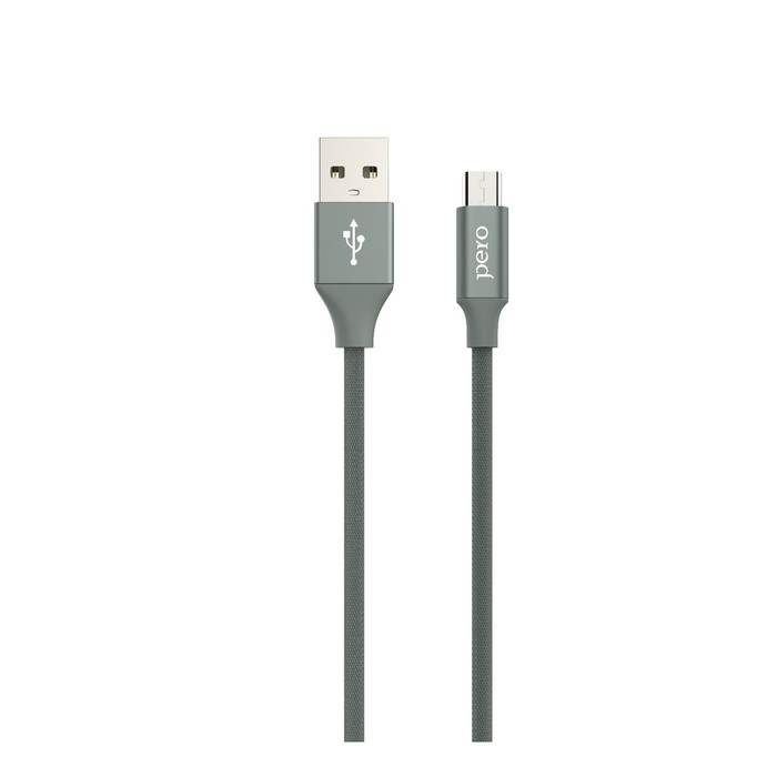 Кабель PERO DC-02, microUSB - USB, 2 А, 1 м, тканевая оплетка, серый Кабель PERO DC-02, microUSB - USB, 2 А, 1 м, тканевая оплетка, серый