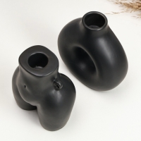 Набор подсвечников "Марта и Меланд" черный глянец, 2шт/5х10см/10х8см Набор подсвечников "Марта и Меланд" черный глянец, 2шт/5х10см/10х8см