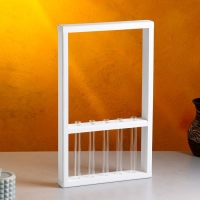 Кашпо деревянное 28×4.5×40 см с 5 колбами "Рамка Экстра", белый Дарим Красиво Кашпо деревянное 28×4.5×40 см с 5 колбами "Рамка Экстра", белый Дарим Красиво