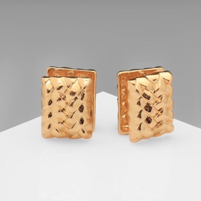 Серьги металл &laquo;Аккорд&raquo; плетёные, прямоугольник, цвет золото