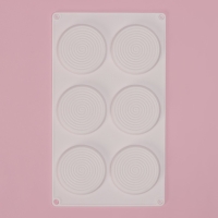 Форма для муссовых десертов и выпечки Доляна &laquo;Гипноз&raquo;, силикон, 30&times;17,5&times;0,5 см, 6 ячеек (d=7,7 см), цвет белый