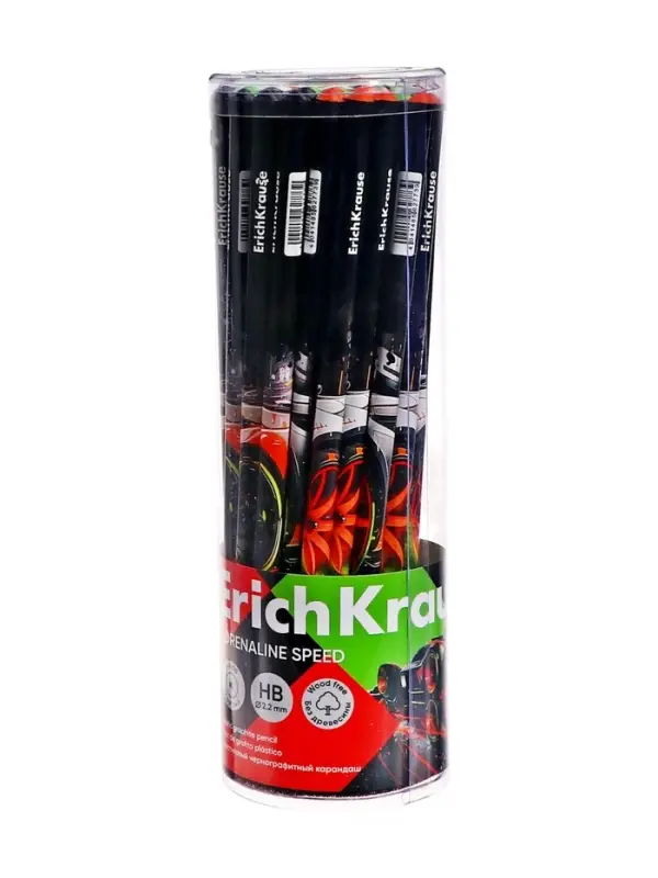 Карандаш чернографитный, ErichKrause Adrenaline Speed, круглый, НВ, дизайн, пластик
