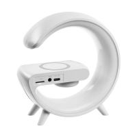 Портативная колонка- ночник G63, 15 Вт колонка, 15 W зарядка, 1800 мАч, подсветка, белая