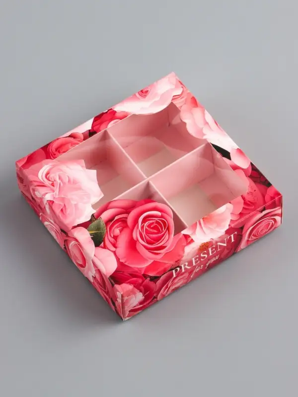 Коробка для конфет 4 шт. &laquo;Презент&raquo;, 12.6&times;12.6&times;3.5 см