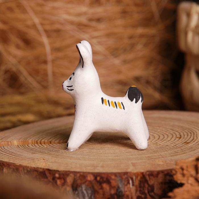 Сувенир &laquo;Зайка&raquo;, белый, серый, 3,5&times;4&times;5,5 см, каргопольская игрушка, микс