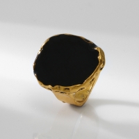 Кольцо &laquo;Стиль&raquo; массивный круг, цвет чёрный в чернёном золоте, 18 размер