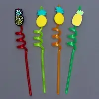 Трубочки для коктейля &laquo;Ананасы&raquo;, набор, 4 шт., цвет МИКС