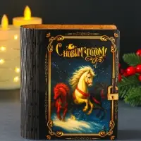 Новогодняя копилка-шкатулка "Тройка лошадей" 14х12х5 см