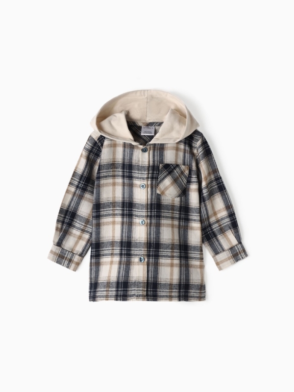 Рубашка фланелевая с капюшоном Крошка Я, р.74-80 см, синий