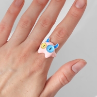 Кольцо &laquo;Монстрик&raquo; с рожками, цвет розовый, безразмерное