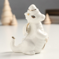 Сувенир керамика "Дракоша в новогоднем колпаке" бело-золотой 5х7х9,5 см