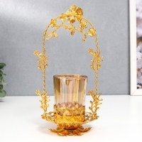 Подсвечник металл, стекло на 1 свечу "Цветочная арка" d-5 см, золото 9,5х11х20 см Подсвечник металл, стекло на 1 свечу "Цветочная арка" d-5 см, золото 9,5х11х20 см