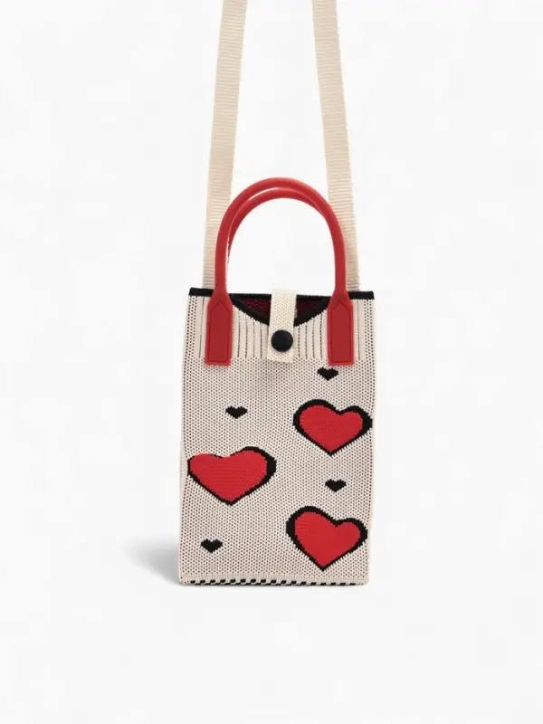 Сумка подр Сердца, 12*4*17, отд на кнопке, дл ремень, белый