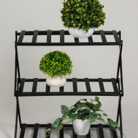 Подставка для цветов Greengo, 3 полки, 50 &times; 25 &times; 46 см, напольная, бамбук, чёрная