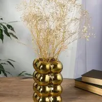 Ваза керамика настольная "Дайзи" шарики, h=20х11, d=7 см, золото
