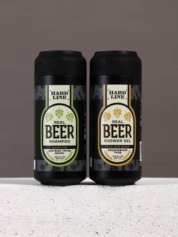 Подарочный набор косметики Real Beer, гель для душа и шампунь для волос HARD LINE, 2×400 Подарочный набор косметики Real Beer, гель для душа и шампунь для волос HARD LINE, 2×400