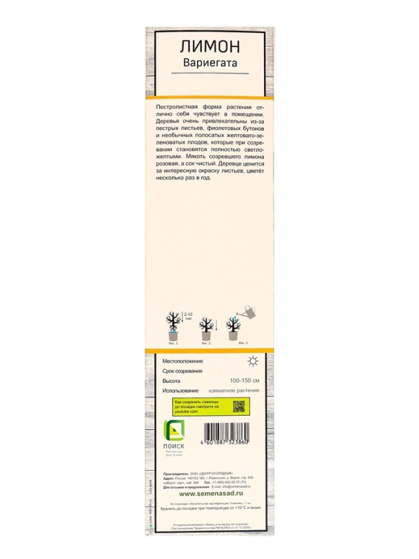 Цитрус "Лимон Вариегата", туба, 1 шт, Весна 2025