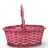 Корзина плетеная ива 28 х 20 х 11 см ручка 14 см, розовый