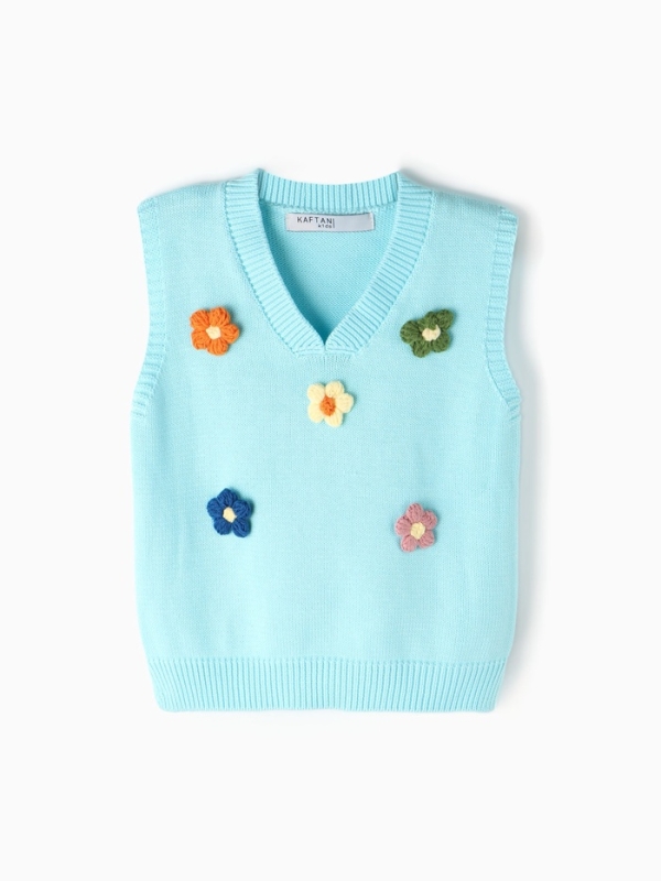 Жилет для девочки KAFTAN Ромашки р.32 (110-116 см), голубой Жилет для девочки KAFTAN Ромашки р.32 (110-116 см), голубой
