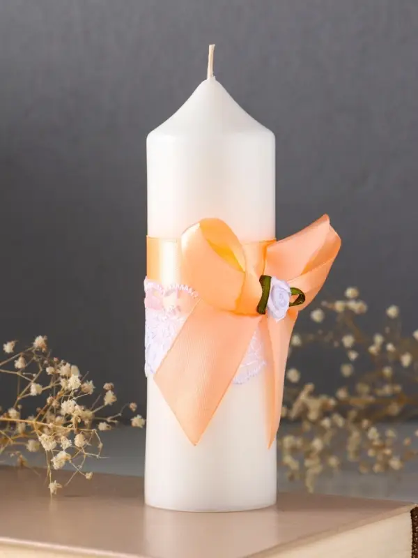 Свечи свадебные "Пышный" набор 3 шт (16 см + 2 шт по 18 см), абрикосовый