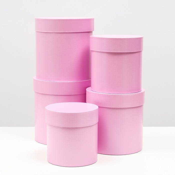 Набор шляпных коробок 5 в 1 "Сирень", 20 &times; 20 &times; 20‒13,5 &times; 13,5 &times; 13,5 см