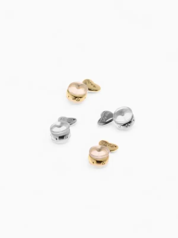 Заглушки силиконовые "Сердце" поддерживающие (3 пары), цвет золото, серебро
