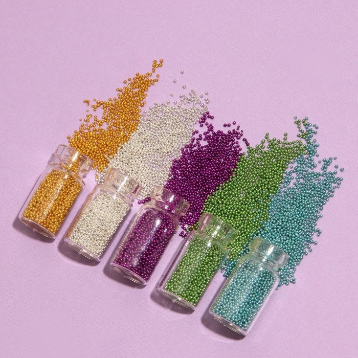 Бульонки для декора ногтей, набор 12 бутылочек, разноцветные Бульонки для декора ногтей, набор 12 бутылочек, разноцветные