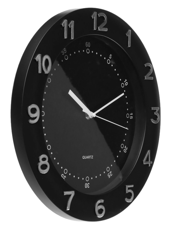Часы настенные интерьерные, плавный ход, d-32 см, внутренний d-23.7 см, черный