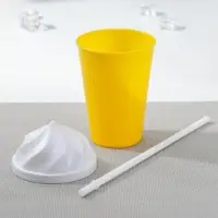 Стакан с крышкой и трубочкой &laquo;Сливки&raquo;, 400 мл, 9&times;17 см, цвет МИКС