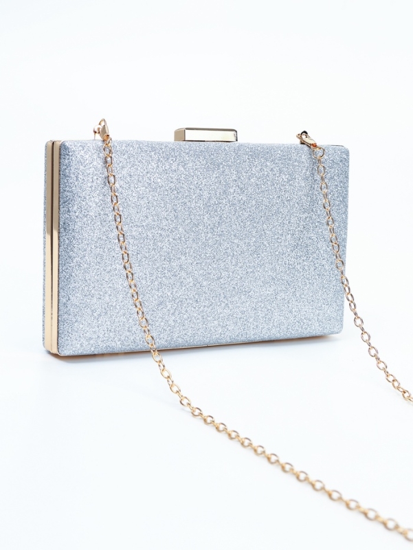 Сумка жен,  17,5*5*9, отд на фермуаре, цепь, серебро