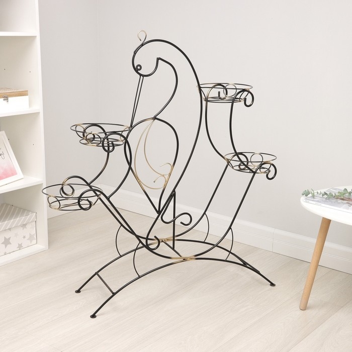 Подставка для цветов &laquo;Журавль&raquo;, d=17 см, цвет чёрный