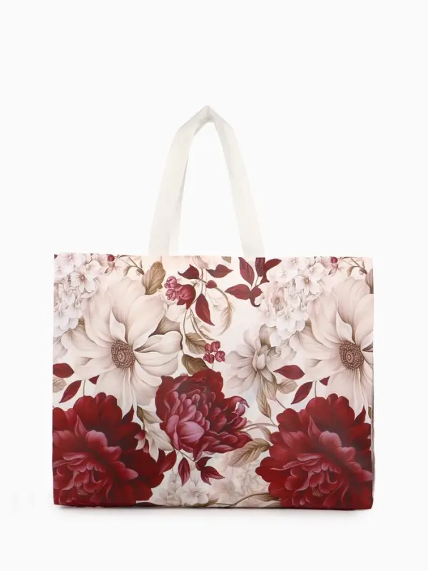 Сумка пляжная Цветы, 50*20*40, отд без молнии, бордовый