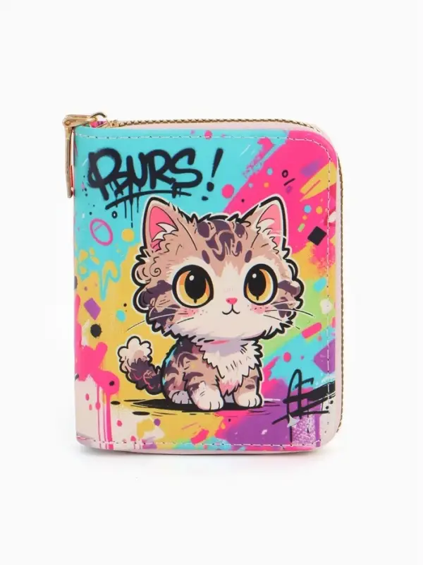 Кошелек дет 07-01-01 Июнь2546 кот, 8,5*2,5*10,5 см, 2 отд+отд/молн, д/карт, разноцветный