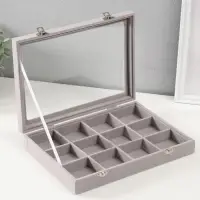 Шкатулка бархат для браслетов "Серый туман" 5х20х28 см