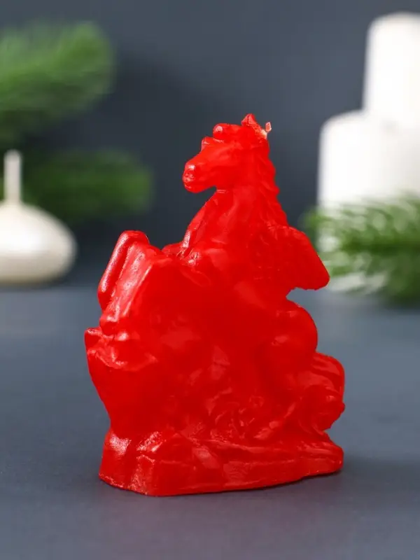 Свеча фигурная "Лошадка-Пегас" 3,5х6,5х8 см, цв. красный