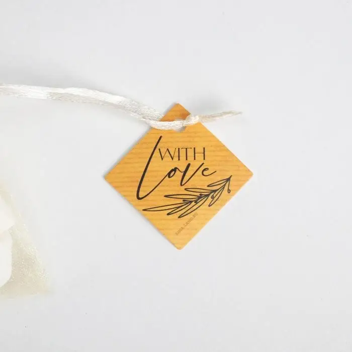 Мешочек подарочный органза бежевый &laquo;С любовью&raquo;, с шильдиком, 7 х 9 см +/- 1.5 см