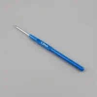 Крючок для вязания, с пластиковой ручкой, d=3 мм, 13.5 см, синий