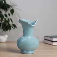 Керамическая ваза для цветов, сухоцветов &laquo;Изекил&raquo;, настольная, d-10 см, h-17 см, голубой